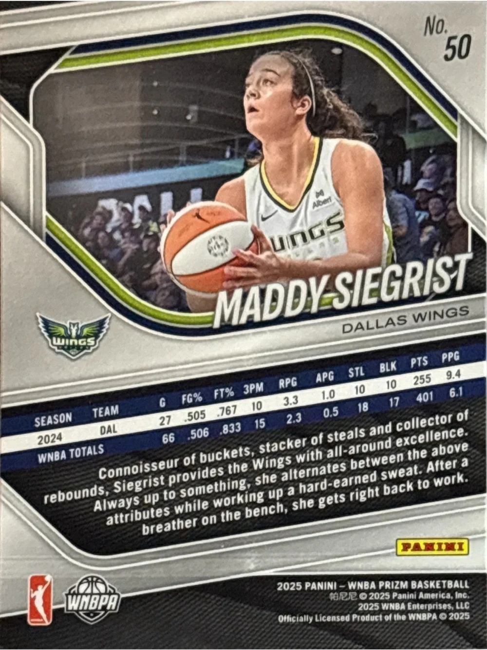 Panini Maddy Siegrist Dallas Wings Basketball Card